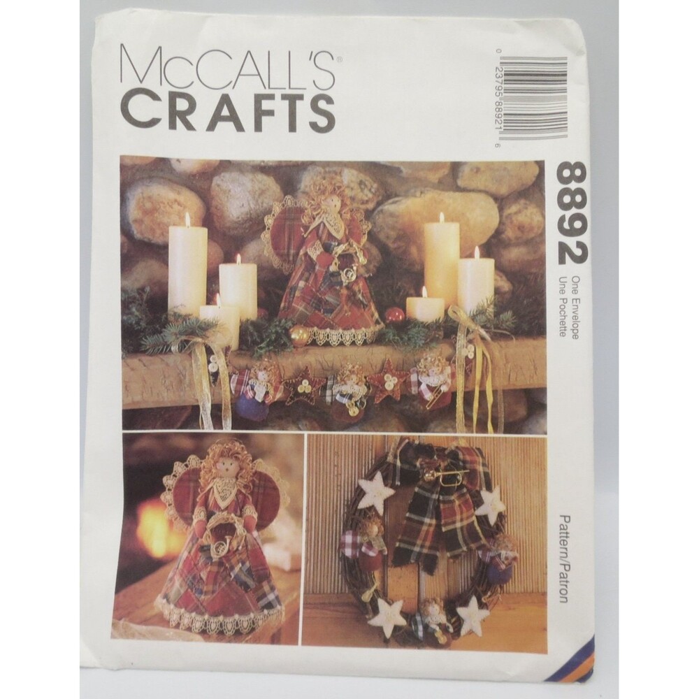 McCall's Crafts 8892 Christmas Decorating Pattern Country Folk Angel Wreath